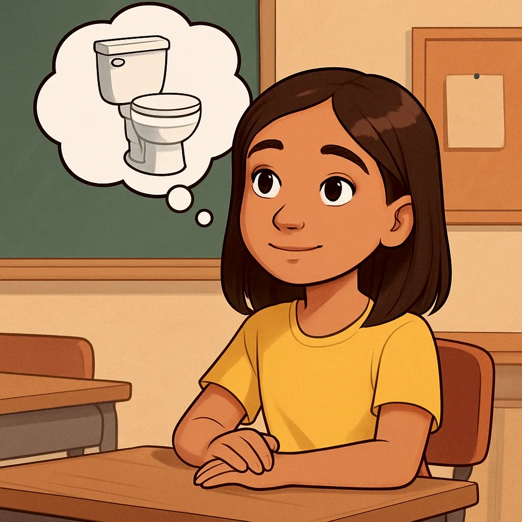 If I can't use the bathroom immediately, I will stay calm. I can wait a few minutes or ask my teacher about the best time to go.