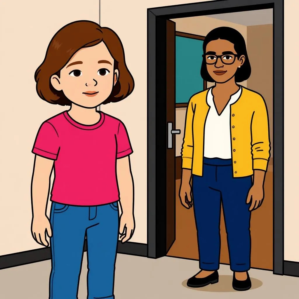We stay out of other classrooms unless we are invited. Each classroom is a special space for the students who belong there. We can wave to friends through the door but we wait to be invited before entering.