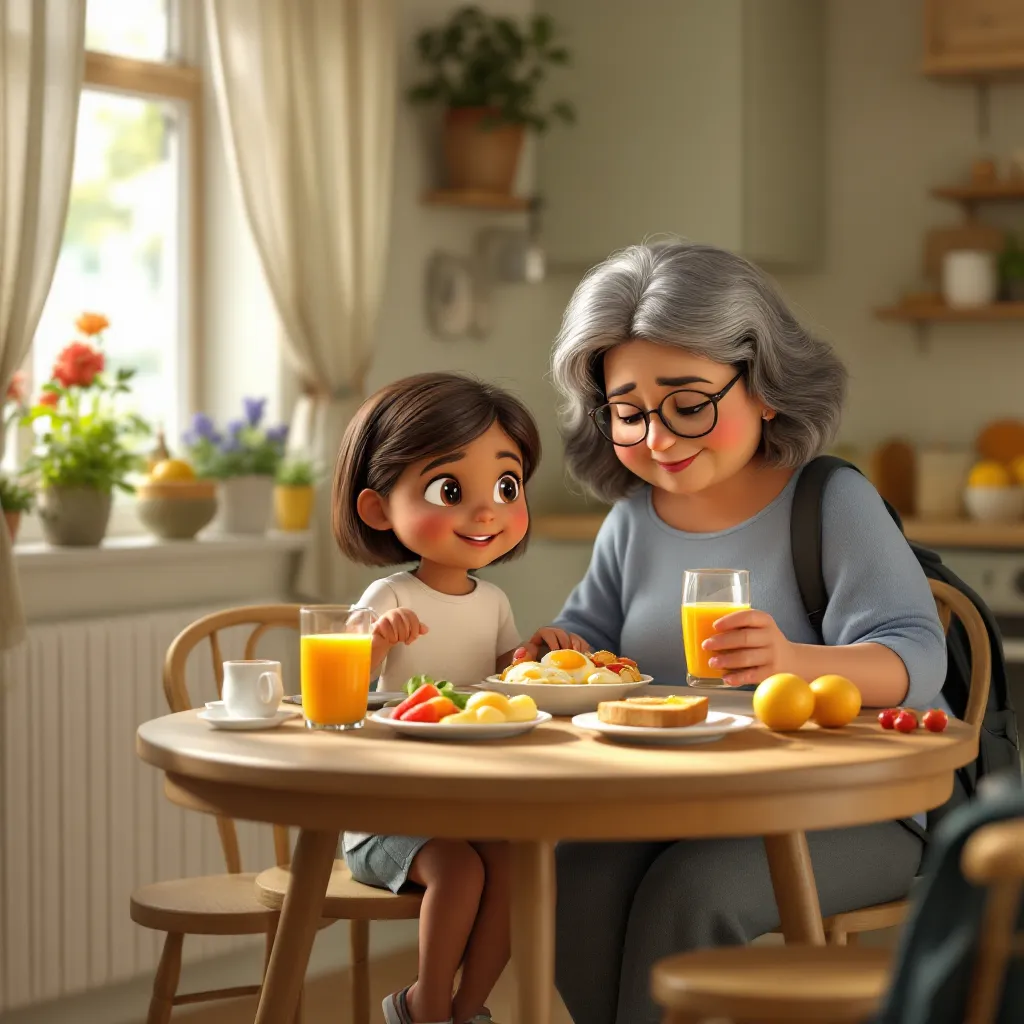 Breakfast is an important meal. Grandma helps me make a healthy breakfast that will give me energy for school.
