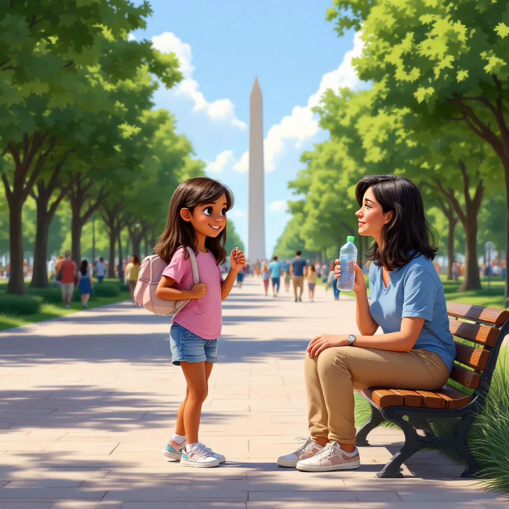 Walking is a good way to see D.C. We will walk and look at different places. Sometimes, we can take breaks to rest and enjoy the view. Taking breaks helps us feel good.