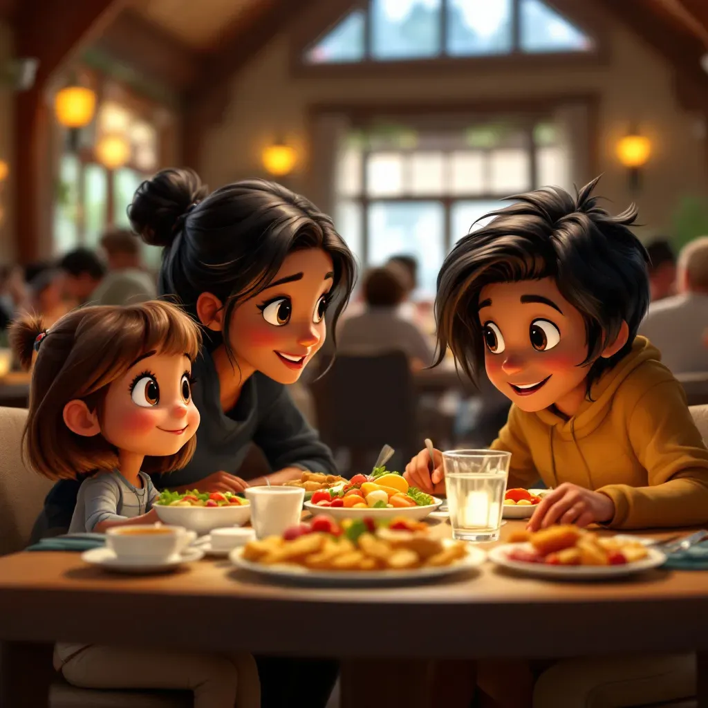 We have dinner at the lodge restaurant. There are lots of yummy choices, and we all choose something we really like.