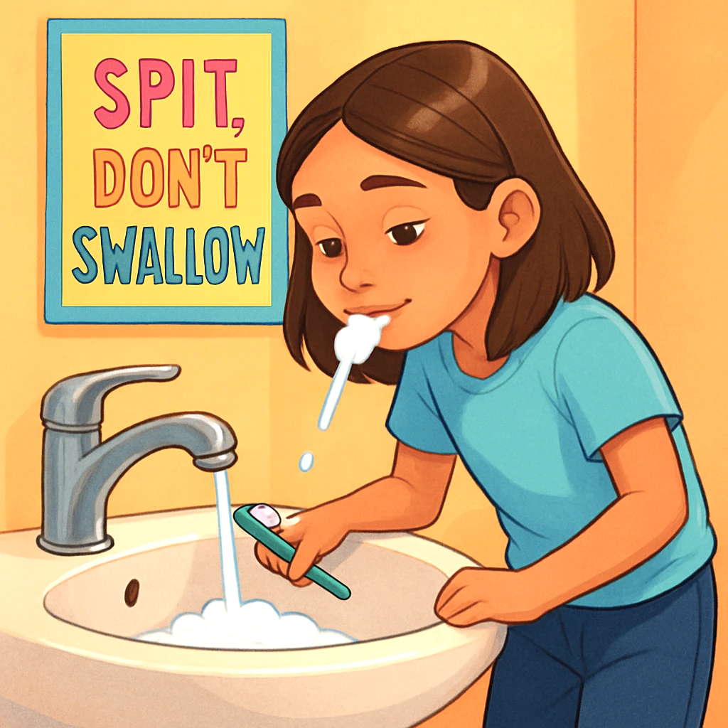 Don't swallow toothpaste