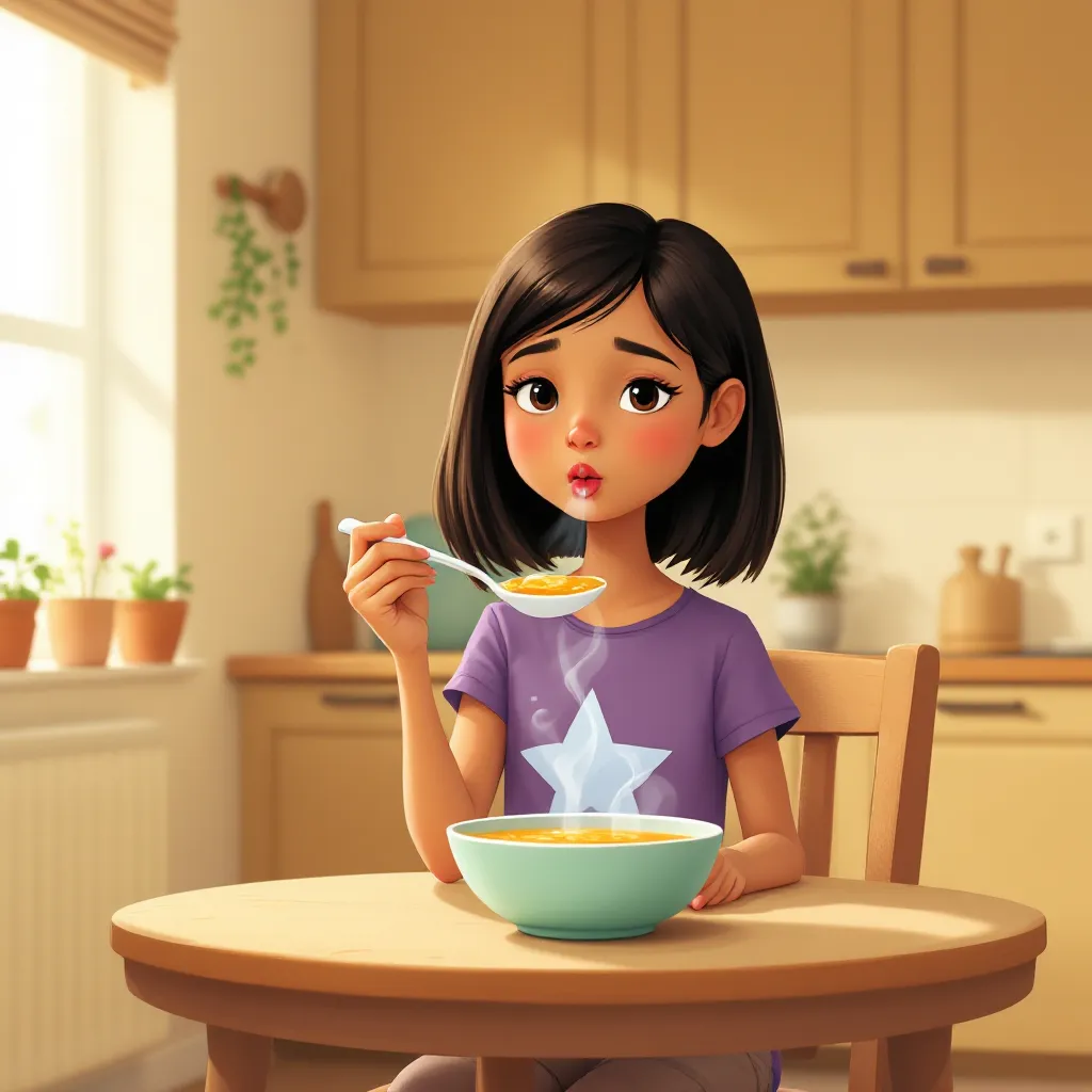 I can blow gently on hot food to cool it. I keep my face a safe distance from the food. Small, gentle blows work best.