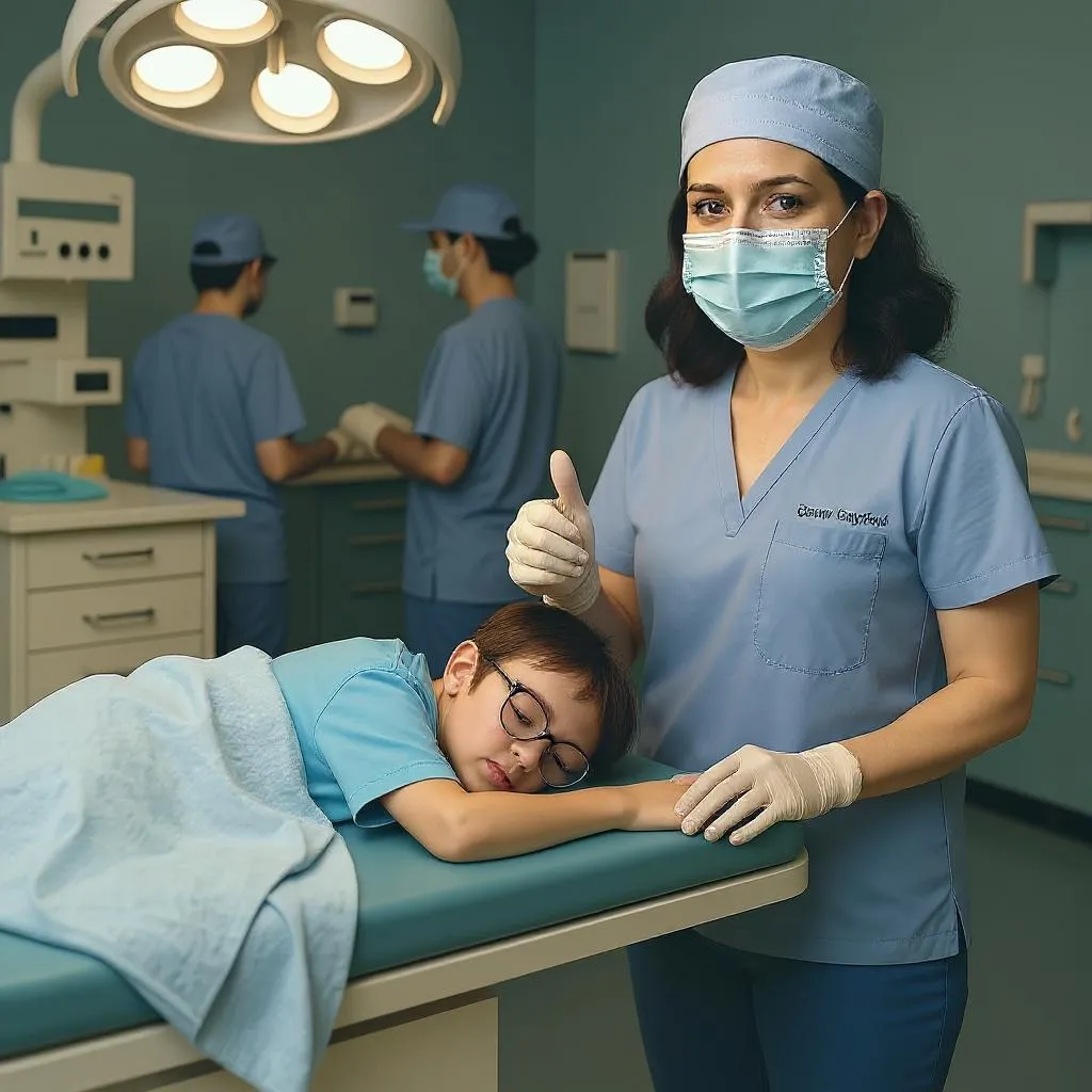 The doctor will use special tools to fix the inside of my ear. I will be asleep during this time so I will not feel anything.