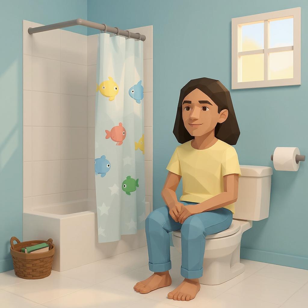 Sit on toilet